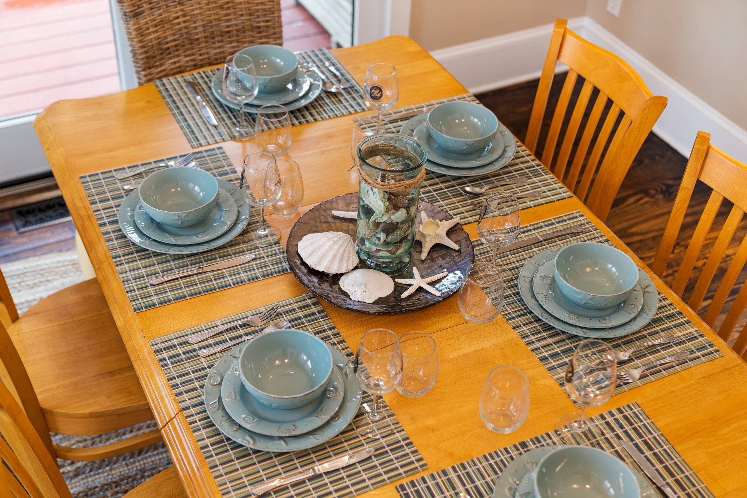 Coastal place settings, ready to pour